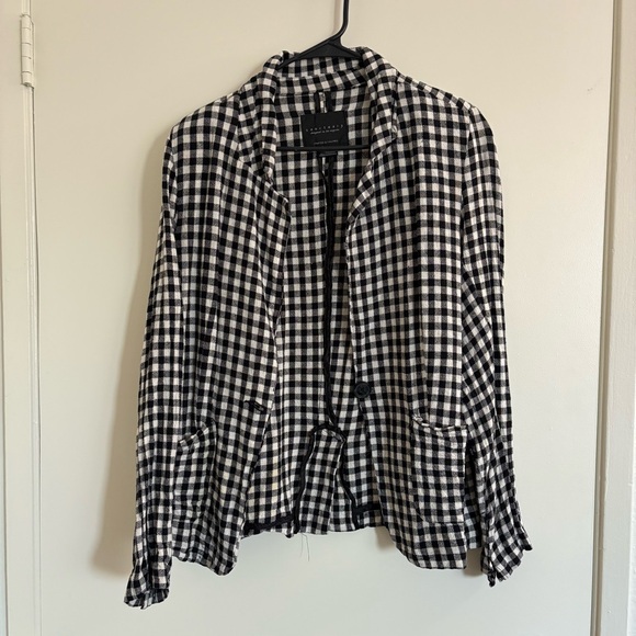 Sanctuary Jackets & Blazers - Sanctuary Women’s Small Black and White Checkered Blazer Linen Blend Dressy